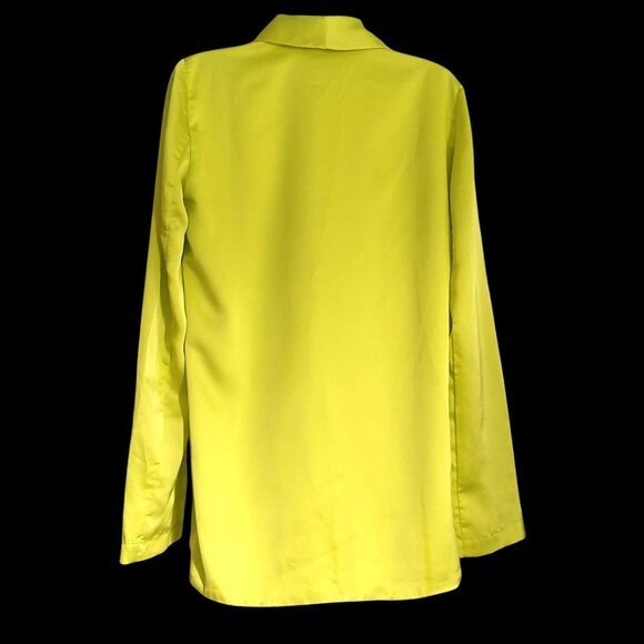 Show Me Your MuMu Felix Blazer Lime Luxe Satin Button Oversized Sz XS - Picture 2 of 14